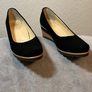 Shoe Embassy Black Suede Wedge Heel Shoe